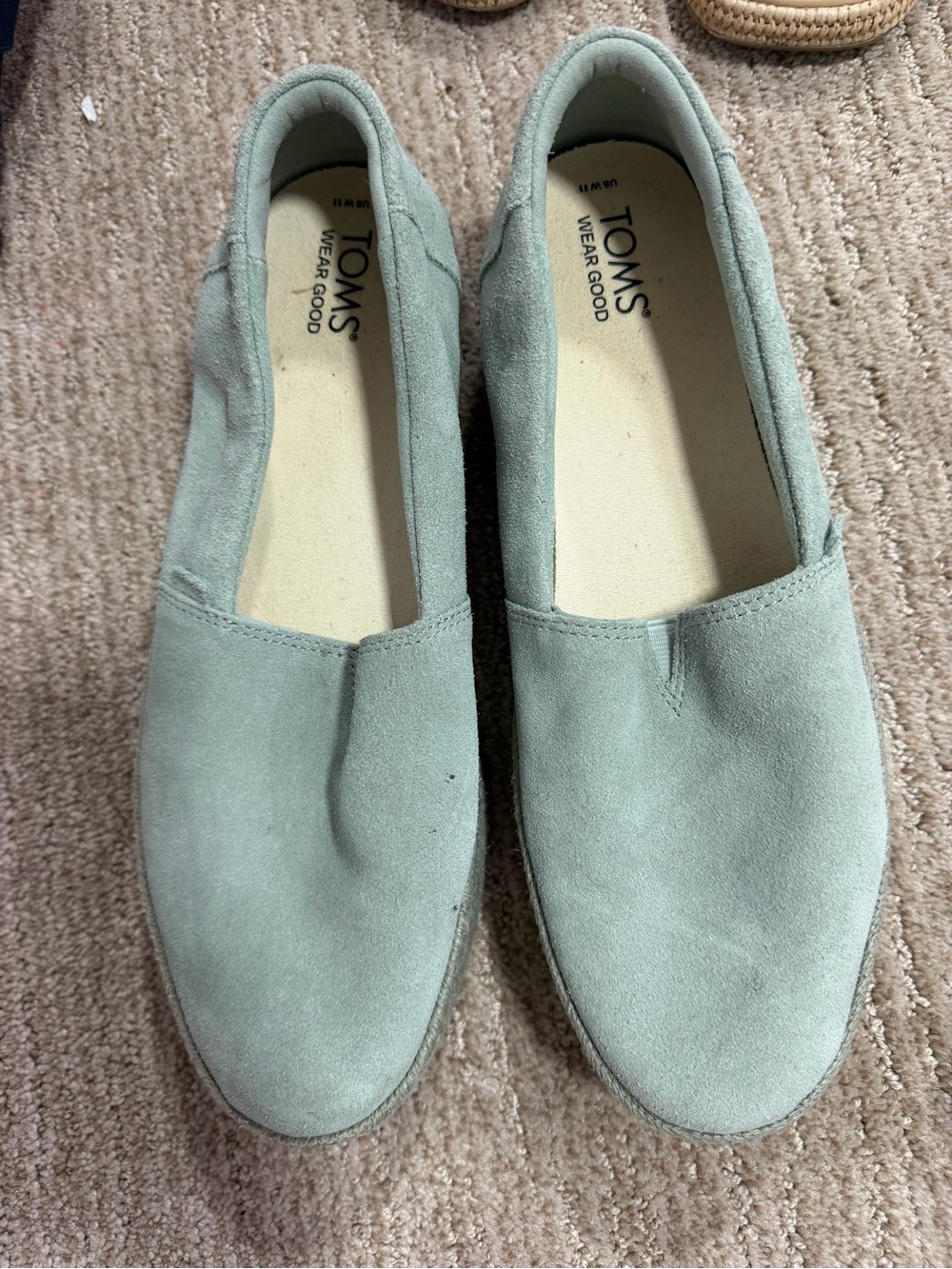 Toms Women's Slip-On Suede Flats in Sage Green